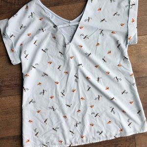 Pale Blue Bird Blouse